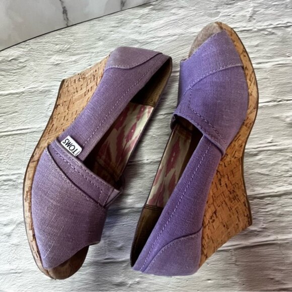 Toms Lavender Orchid Peep Toe Wedge Heel Sandals - Picture 7 of 14